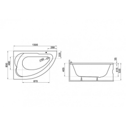 Ванна акрилова Polimat STANDARD 130x85 ліва 00350