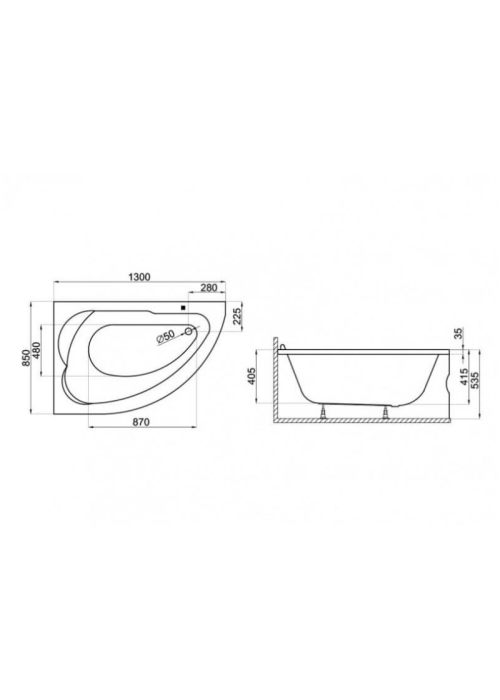 Ванна акрилова Polimat STANDARD 130x85 ліва 00350