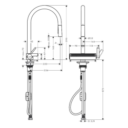 Змішувач для кухні Hansgrohe Aquno Select M81 з висувним душем, під сталь 73837800