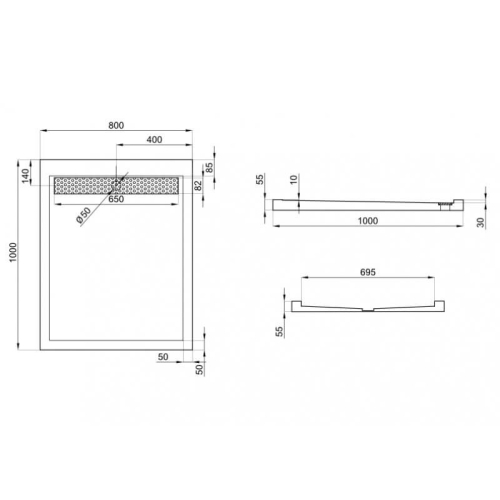 Піддон прямокутний Polimat WEST 100x80x5,5 00136