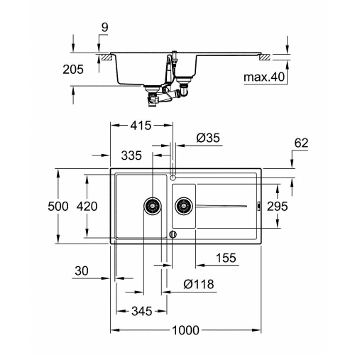 Кухонна мийка Grohe EX Sink K400 31642AT0