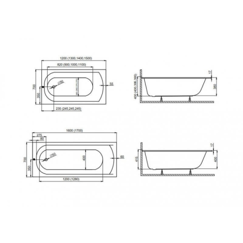 Ванна акрилова Polimat CLASSIC SLIM 140x70 00285