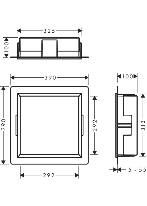 Настінна ніша Hansgrohe XtraStoris Original із вбудованою рамою 30x30x10 см Stainless Steel Optic 56061800