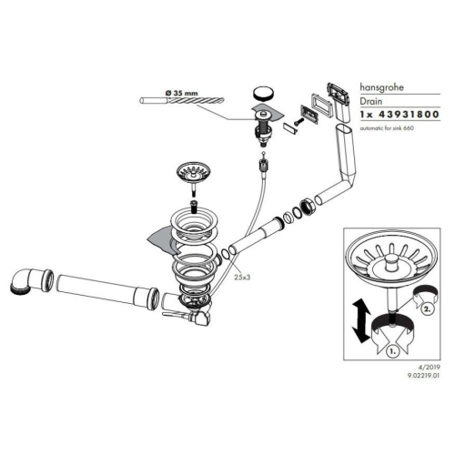 Сифон для миття Hansgrohe D14-11, хром 43931800