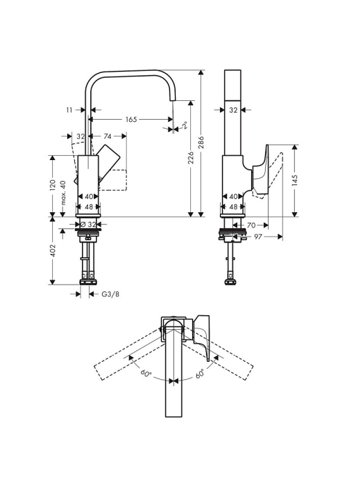 Змішувач для раковини Hansgrohe Metropol Brushed Black 32511340