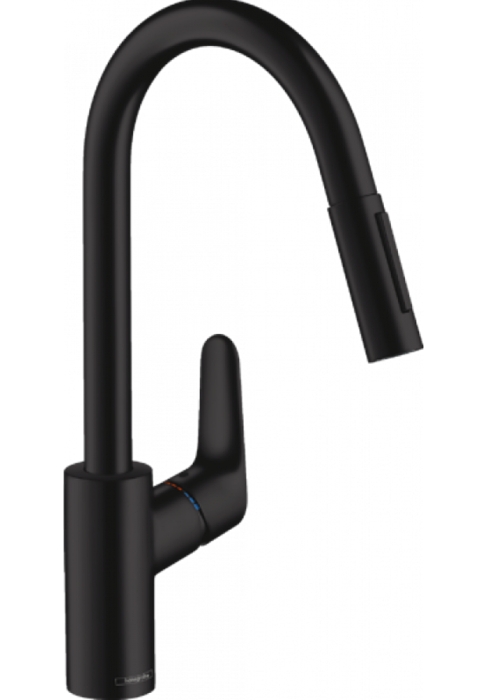 Кухонний змішувач Hansgrohe Focus з висувним душем Matt Black 31815670