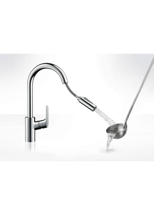 Кухонний змішувач Hansgrohe Focus з висувним душем Matt Black 31815670