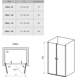 Душевые двери Ravak Chrome CSDL2-110 Сатин TRANSPARENT 0QVDCU0LZ1