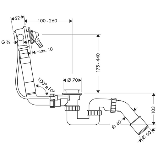 Сифон для ванни Hansgrohe Exafill Basic із наповненням 58125180