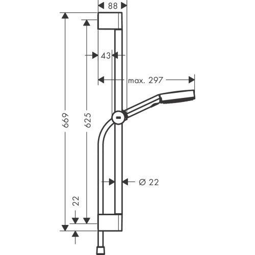 Душовий набір Hansgrohe Pulsify Select Relaxation 105 3jet 65 см Matt Black 24160670U SHOWROOM