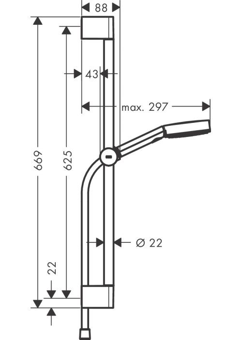 Душовий набір Hansgrohe Pulsify Select Relaxation 105 3jet 65 см Matt Black 24160670