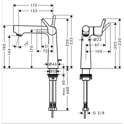 Смеситель для раковины Hansgrohe Talis S с донным клапаном, хром 72113000