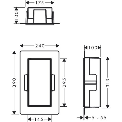 Настінна ніша Hansgrohe XtraStoris Rock з дверцятами 30x15x10 см Matt Black 56082670