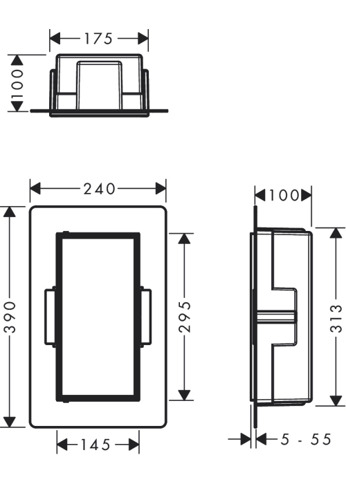 Настінна ніша Hansgrohe XtraStoris Rock з дверцятами 30x15x10 см Matt Black 56082670