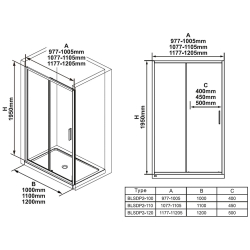 Душові двері Ravak Blix Slim BLSDP2-110 Поліров. алюміній. TRANSPARENT X0PMD0C00Z1