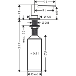 Дозатор кухонний Hansgrohe A41 для миючого засобу 500 ml Stainless Steel Finish 40438800