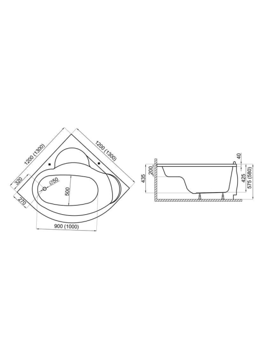 Ванна акрилова Polimat STANDARD 120x120 00205