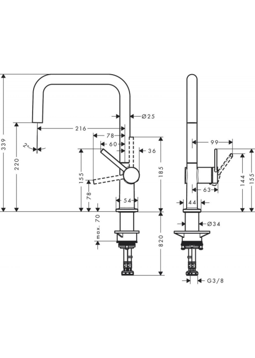 Змішувач Hansgrohe Talis M54 для кухонного миття, чорний матовий 72806670