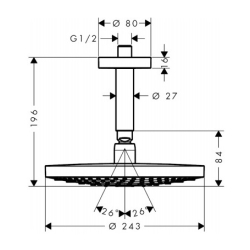 Верхний душ Hansgrohe Raindance Select S 240 2jet хром/белый 26467400