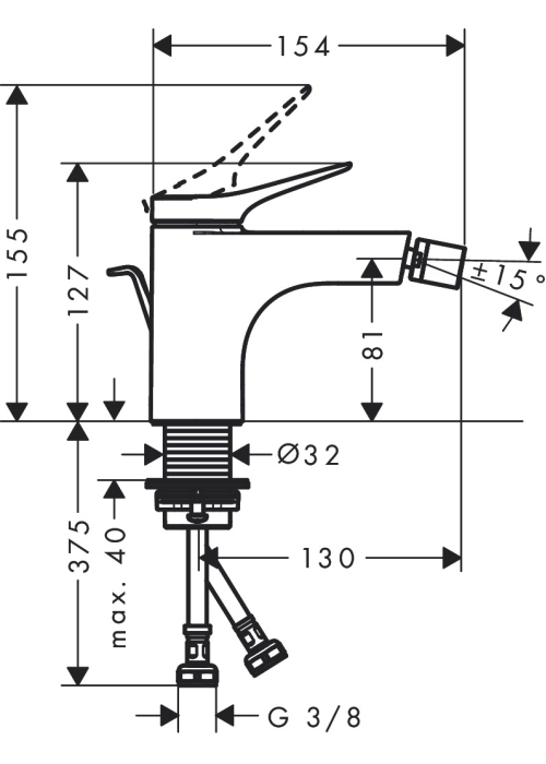 Змішувач Hansgrohe Vivenis для біде, чорний матовий 75200670