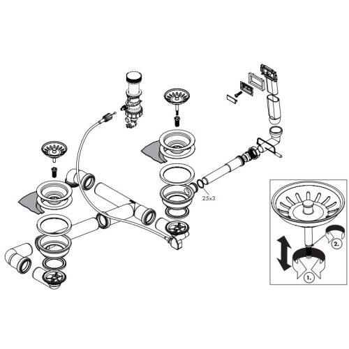 Сифон для миття Hansgrohe D17-12, хром 43948000