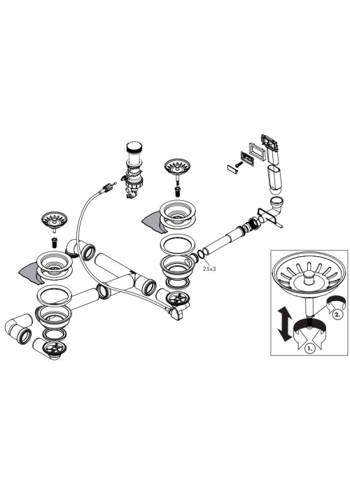 Сифон для миття Hansgrohe D17-12, хром 43948000