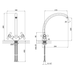 Змішувач для кухні Lidz (CRM) Dominox 15 272F-3 (LIDZCRM15272F3)