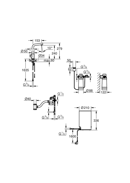 Сместель для кухни с бойлером Grohe Red Mono 30339001