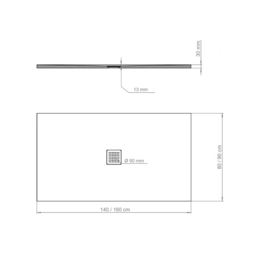 Піддон прямокутний Polimat PERFETTO глянцевий 140x80x3 00463