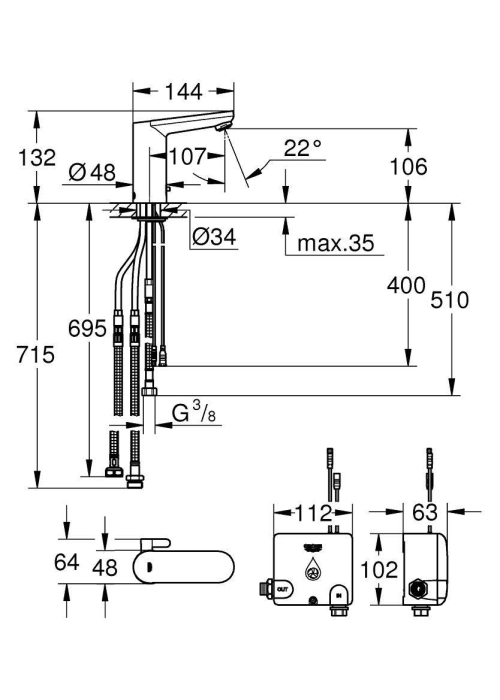 Інфрачервоний змішувач для раковини Grohe Eurosmart Cosmopolitan E 36386001