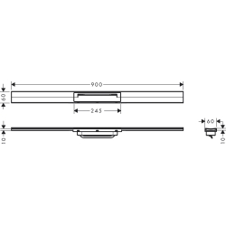 Верхня частина Hansgrohe "RainDrain Flex" для каналу 900 мм Brushed Stainless Steel 56045800