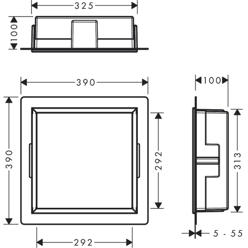 Настінна ніша Hansgrohe XtraStoris Original із вбудованою рамою 30x30x10 см Matt Black 56061670