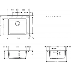 Кухонная мойка Hansgrohe S510-F450 560х510 Stonegrey 43312290