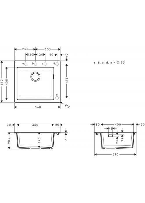 Кухонная мойка Hansgrohe S510-F450 560х510 Stonegrey 43312290