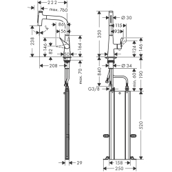 Змішувач для кухні Hansgrohe Metris Select 240 2jet з висувним зливом Sbox 73817000