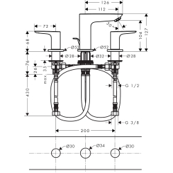 Змішувач для раковини на 3 отвори Hansgrohe Talis E Matt White 71733700