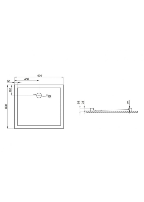 Піддон прямокутний Polimat GOLIAT 90x80x5,5 00598