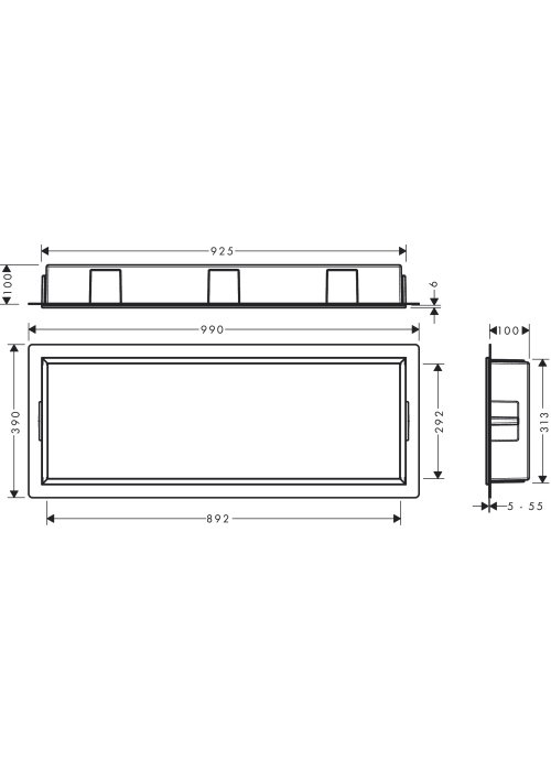 Настінна ніша Hansgrohe XtraStoris Original із вбудованою рамою 30x90x10 см Matt White (56067700)