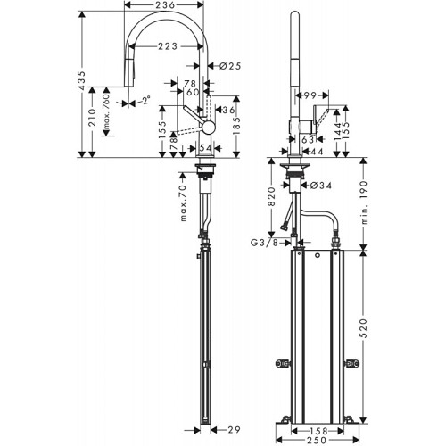 Змішувач Hansgrohe Talis M54 для кухонного миття з висувним душем Black Matt 72801670