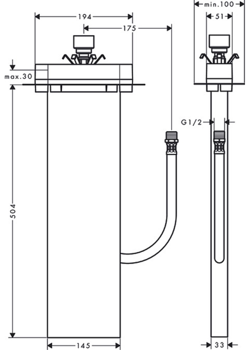 Скрытая часть для ванны Hansgrohe SBox Rim 13560180