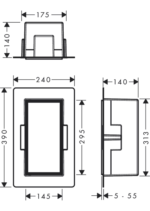 Настінна ніша Hansgrohe XtraStoris Rock з дверцятами 30x15x14 см Matt Black 56088670