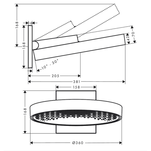 Верхній душ Hansgrohe Rainfinity 360 1jet з утримувачем 26230670