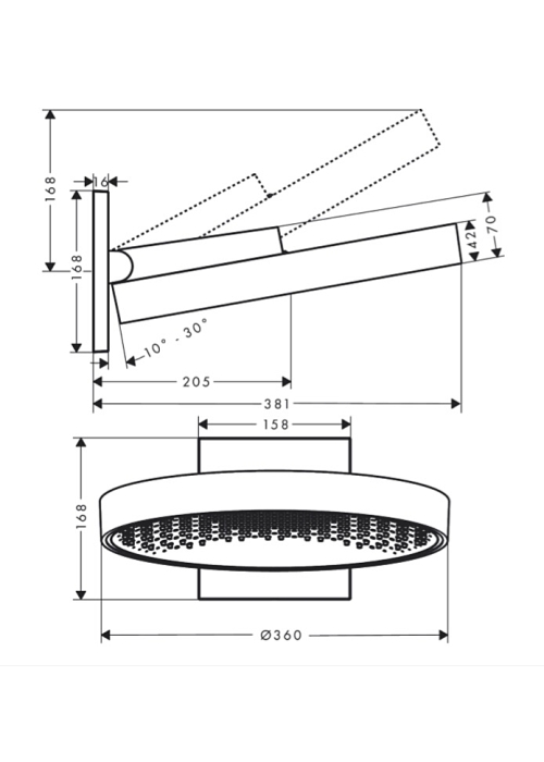 Верхний душ Hansgrohe Rainfinity 360 1jet с держателем 26230670