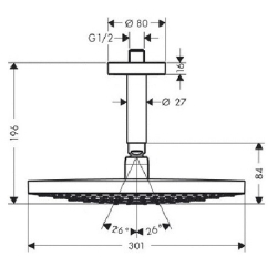 Верхній душ Hansgrohe Raindance Select S 300 2jet Air хром/білий 27378000