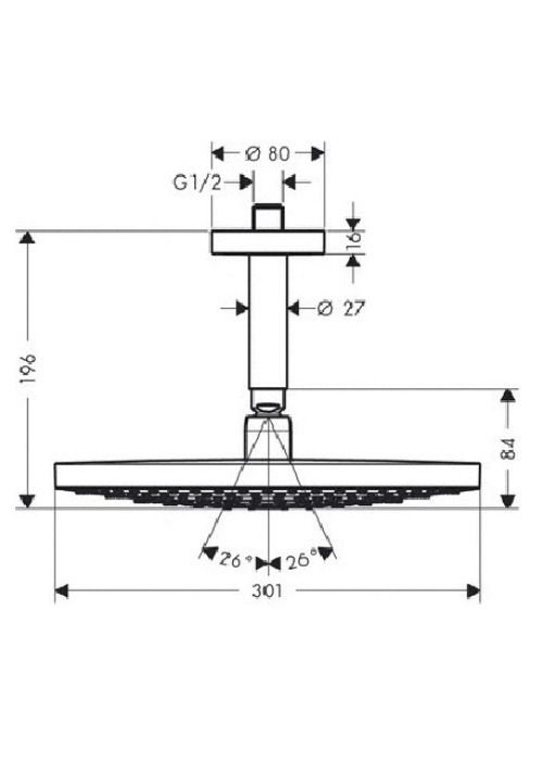 Верхній душ Hansgrohe Raindance Select S 300 2jet Air хром/білий 27378000