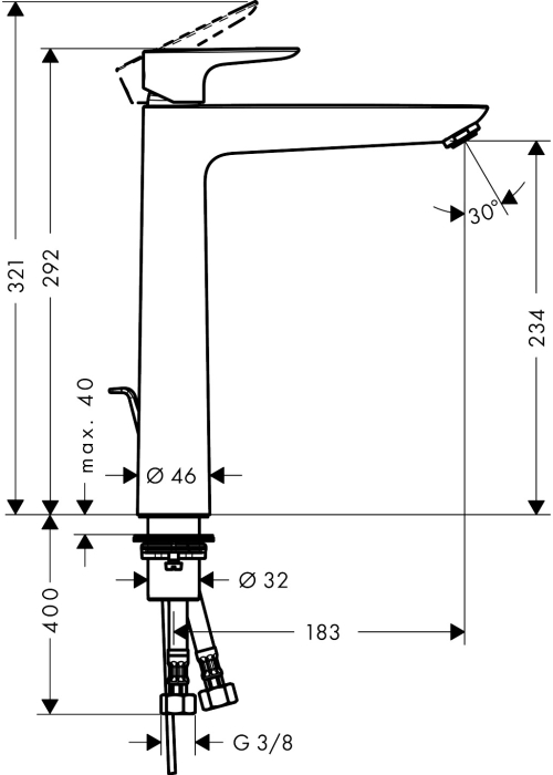 Змішувач для раковини Hansgrohe Talis E 240 Matt Black 71716670