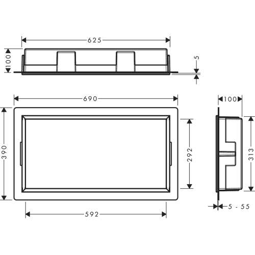 Настінна ніша Hansgrohe XtraStoris Original із вбудованою рамою 30x60x10 см Matt Black 56064670