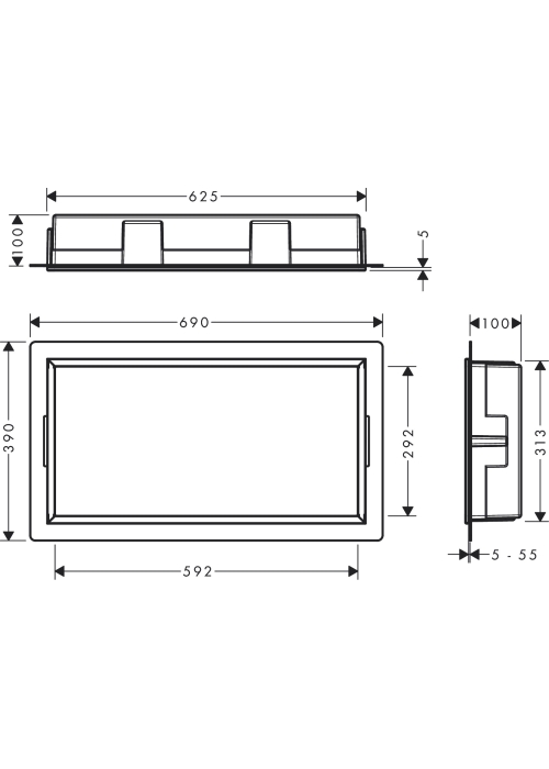 Настінна ніша Hansgrohe XtraStoris Original із вбудованою рамою 30x60x10 см Matt Black 56064670