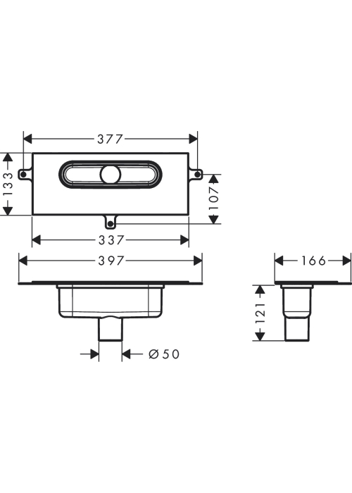 Прихована частина для каналів Hansgrohe uBox universal ø50 01002180