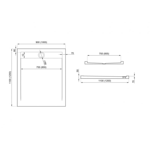 Піддон прямокутний Polimat WEST New 120x100x5 00329